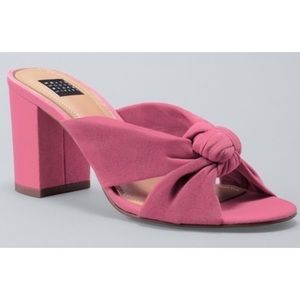 White House Black Market Pink Callie Suede Slide Mule Heels